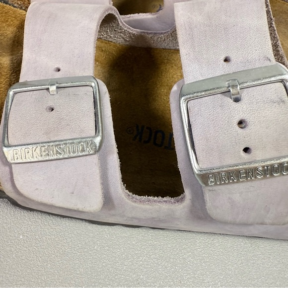 Birkenstock Faded Purple Arizona Leather Two-Strap Sandals with Silver Buckles - Picture 6 of 12